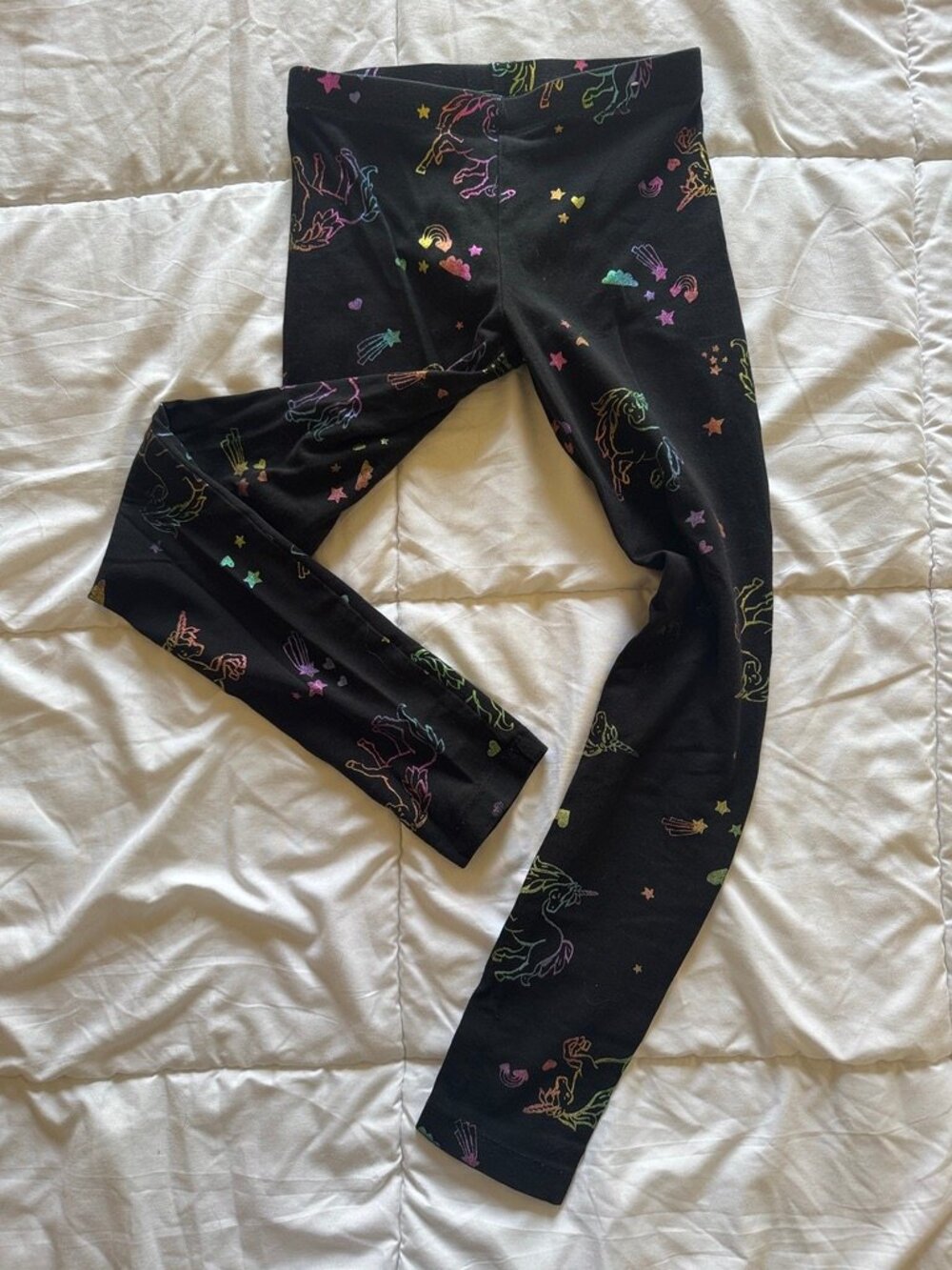 Wonder Nation Black Holographic Unicorn Leggings Size 7/8